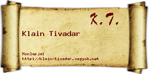 Klain Tivadar névjegykártya